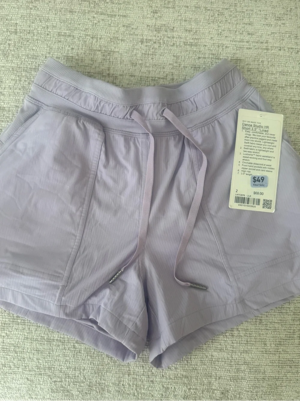 lululemon athletica Light Lavender Athletic Shorts with Drawstring